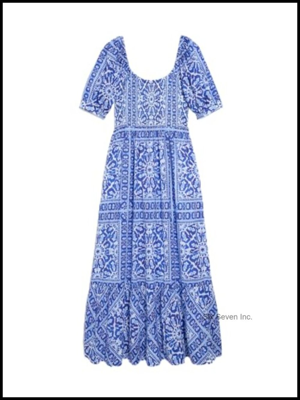 Cotton Modal Shift Maxi Dress with Puff Sleeves